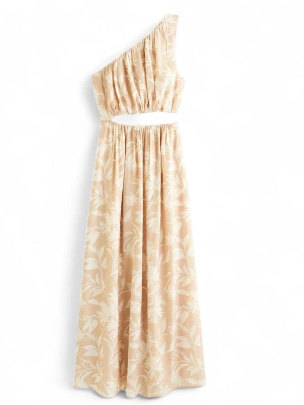 Abercrombie & Fitch One-Shoulder Cutout Maxi Dress in Beige Floral